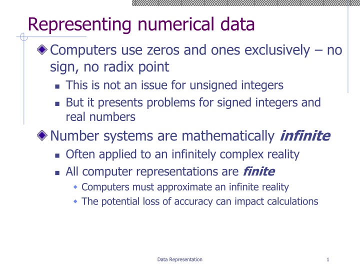 representing numerical data computers use zeros