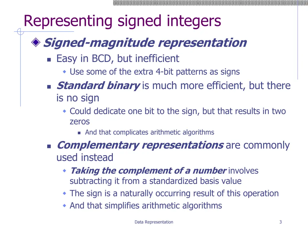 representing signed integers signed magnitude