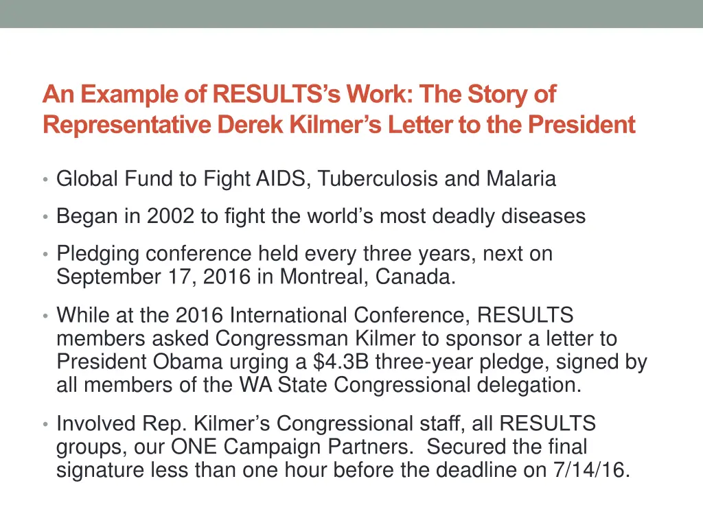 an example of results s work the story