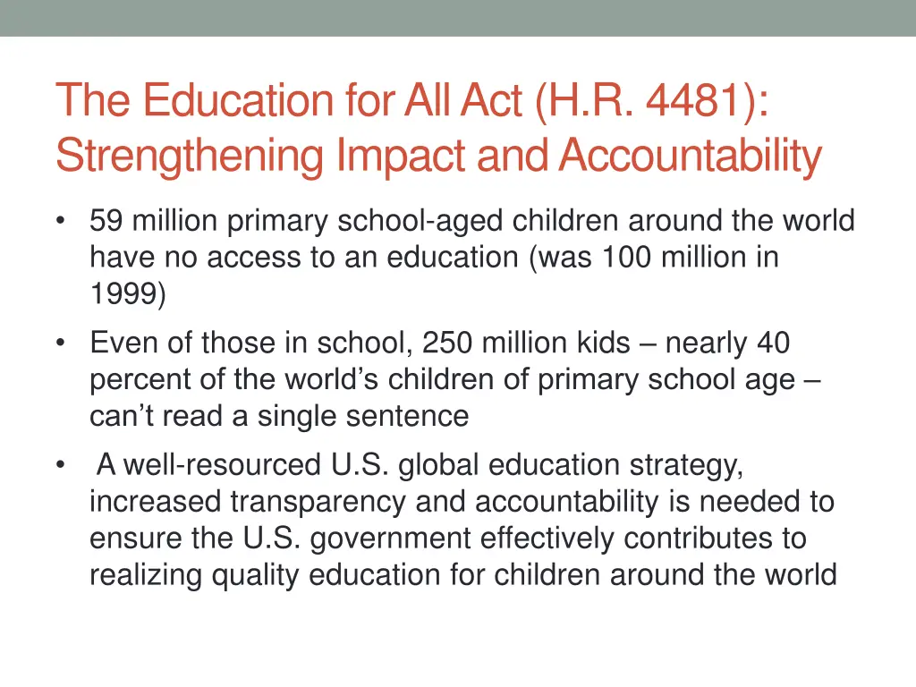 the education for all act h r 4481 strengthening