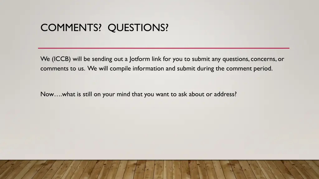 comments questions