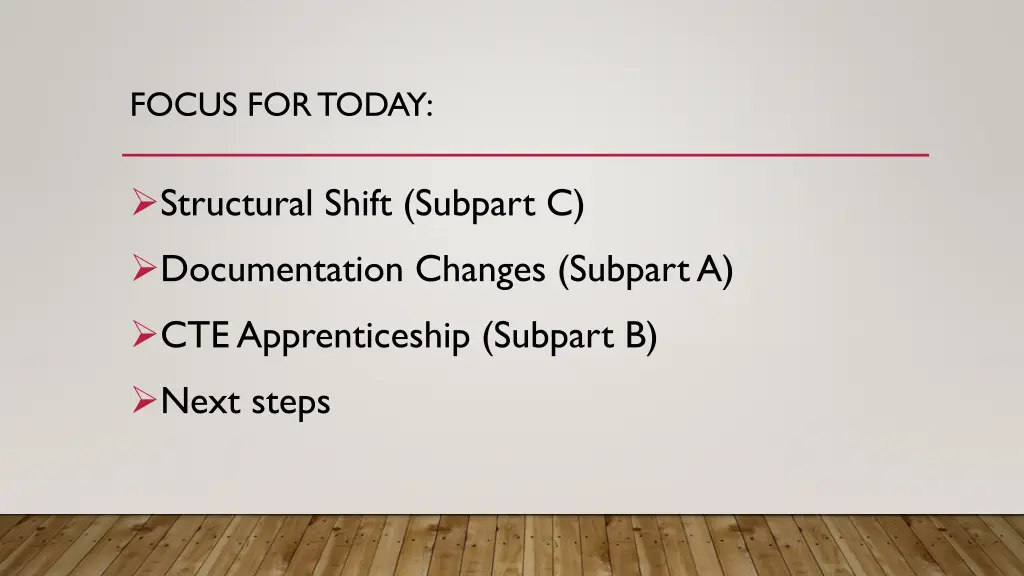 focus for today