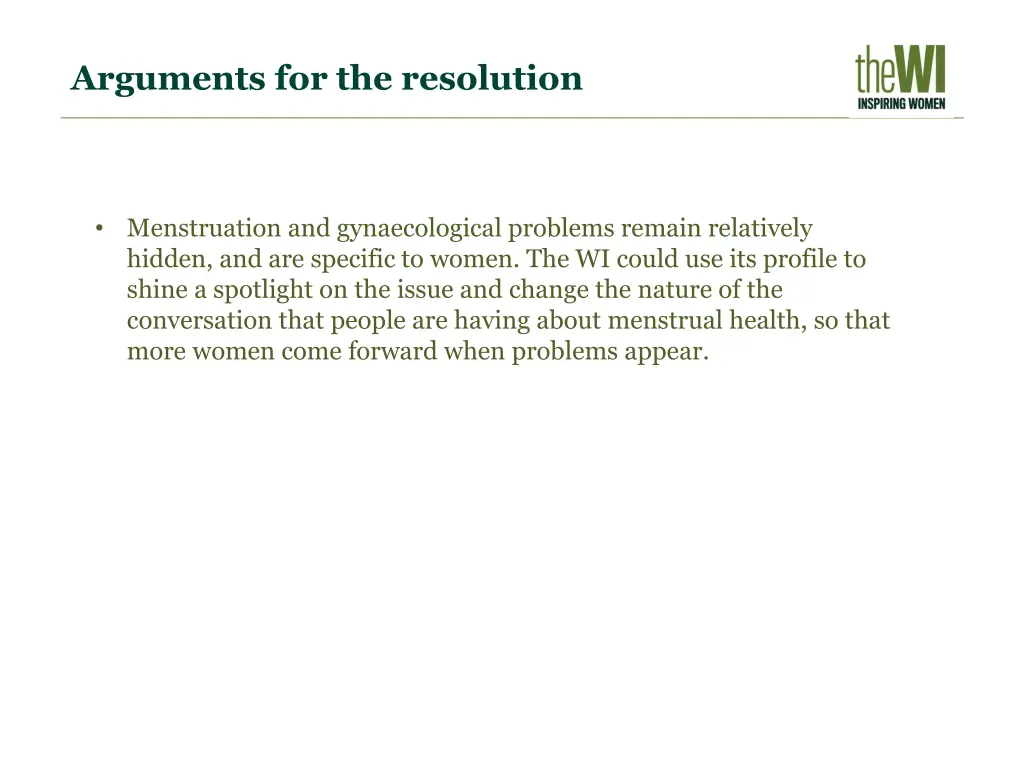 arguments for the resolution