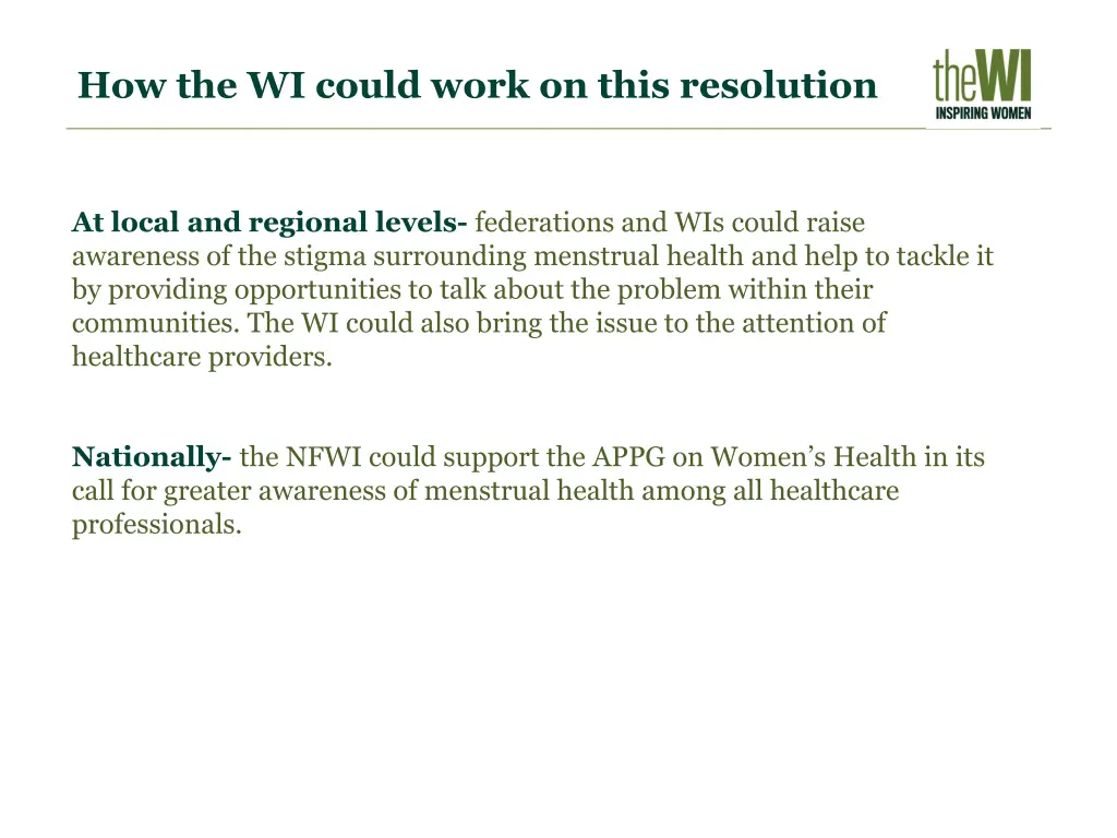 how the wi could work on this resolution