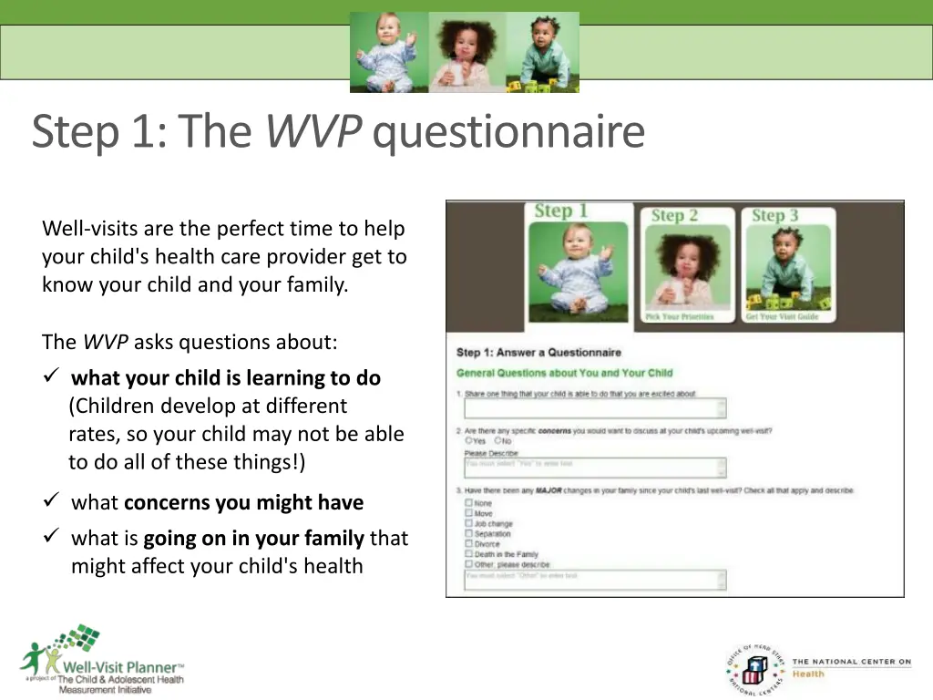 step 1 the wvp questionnaire