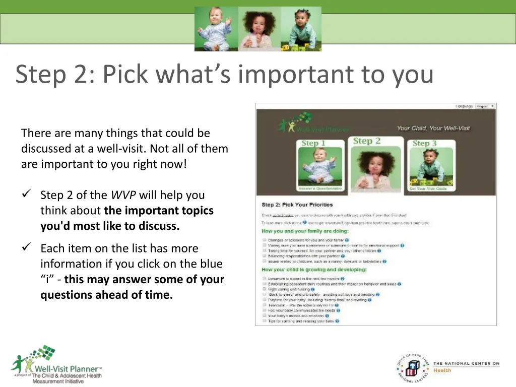 step 2 pick what s important to you