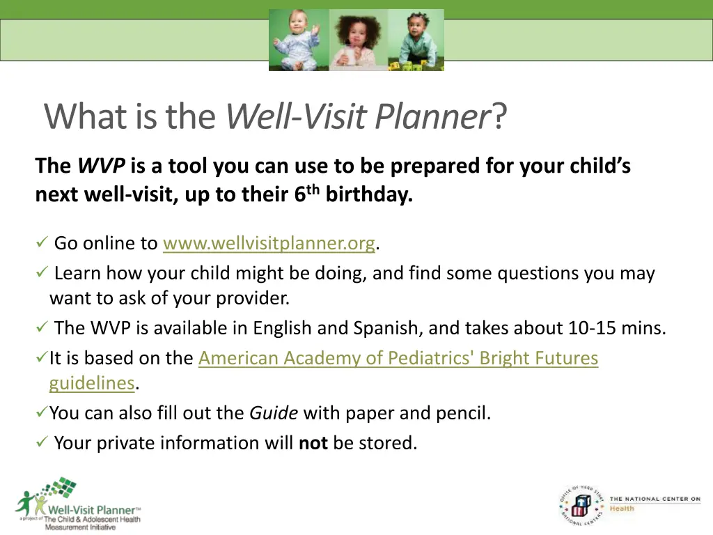 what is the well visit planner