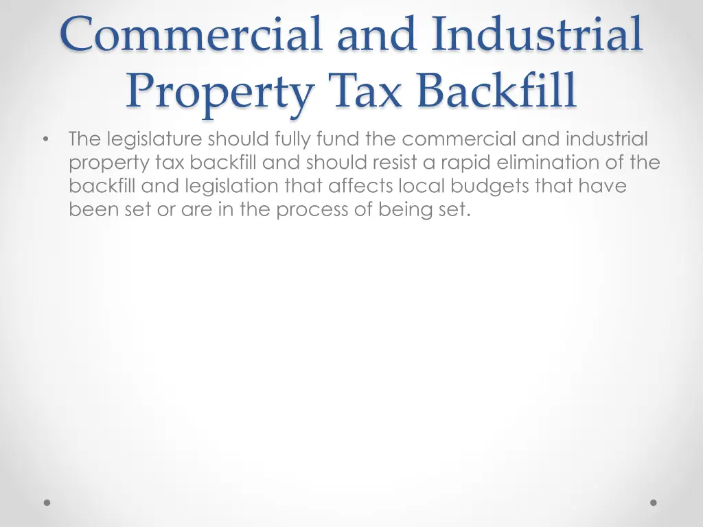 commercial and industrial property tax backfill