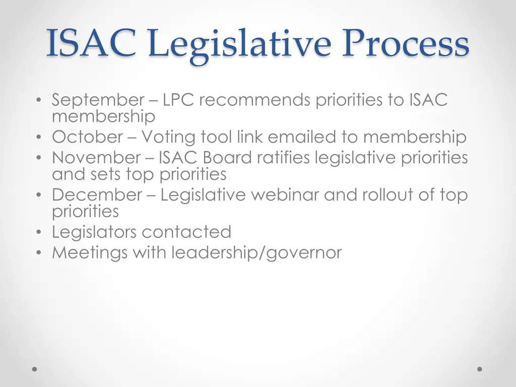 isac legislative process
