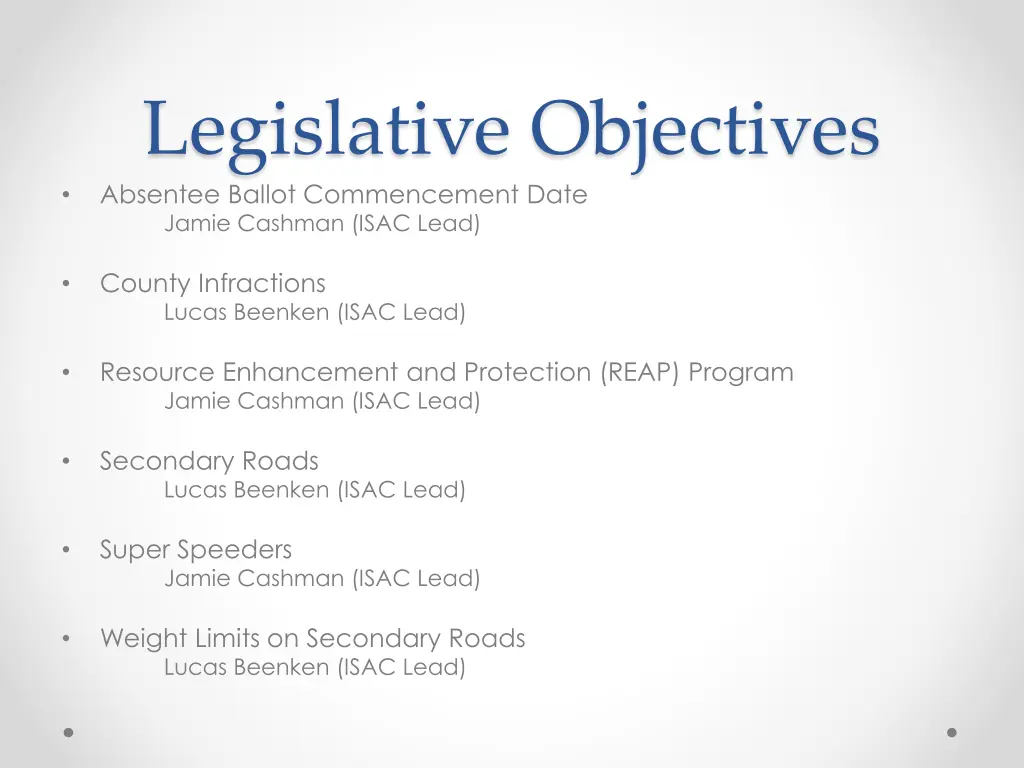 legislative objectives absentee ballot