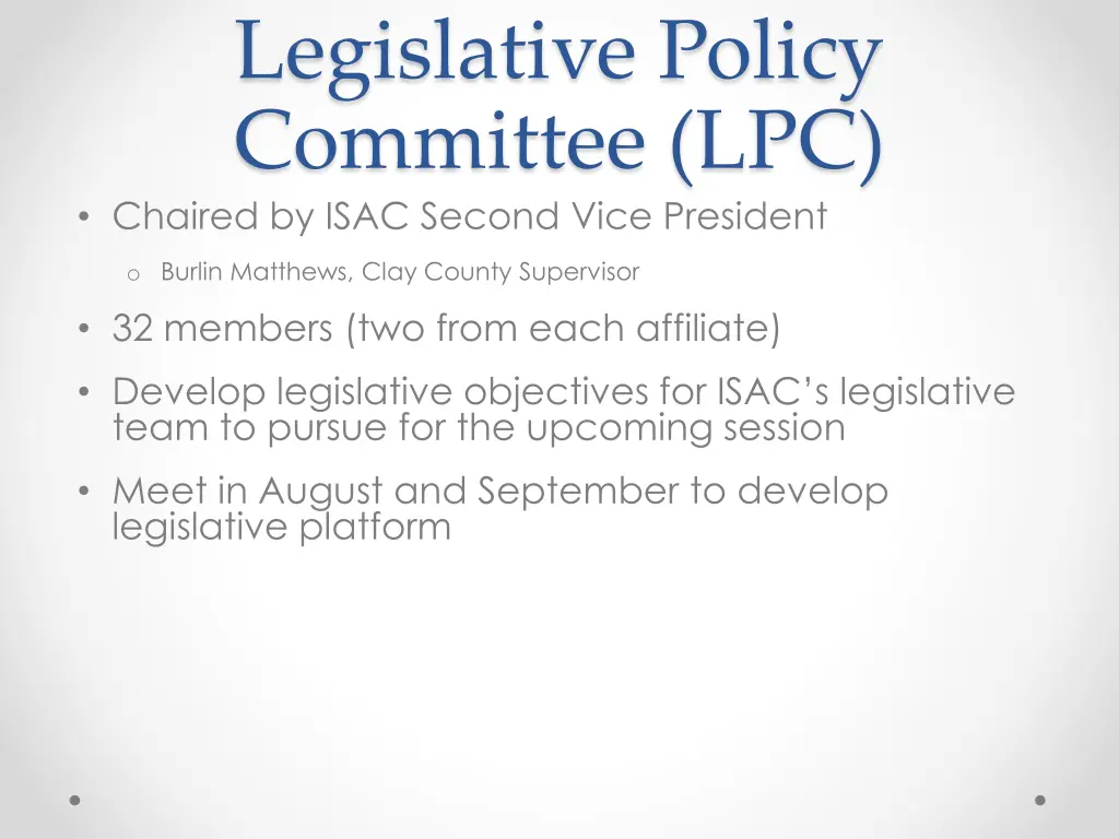 legislative policy committee lpc chaired by isac