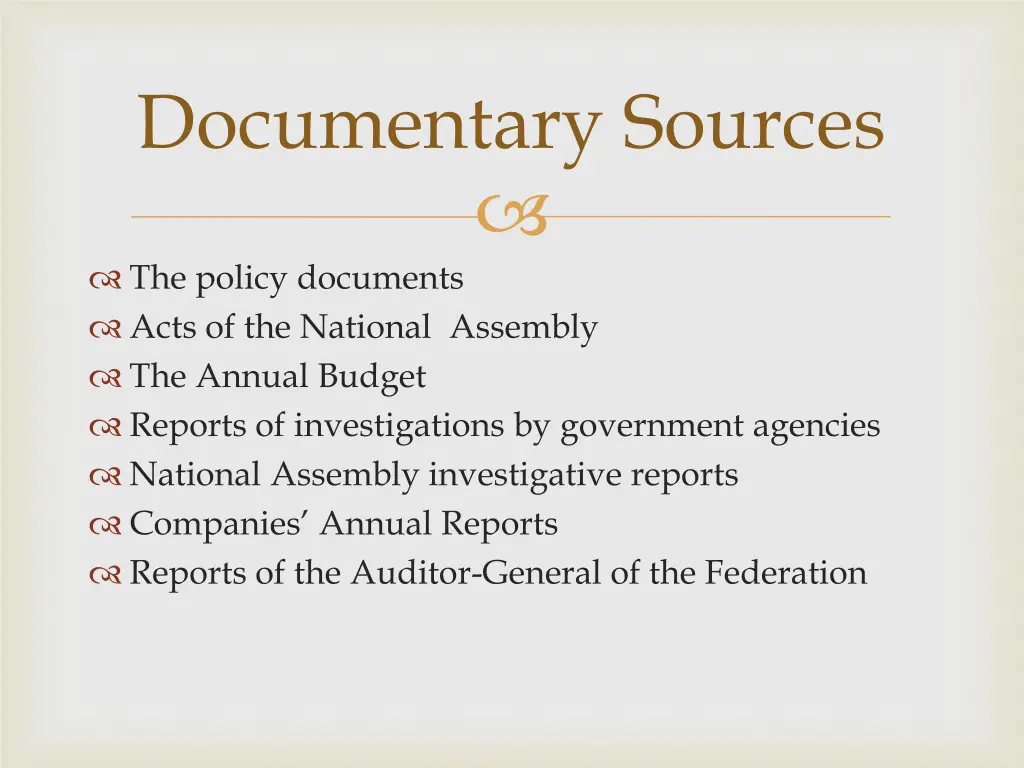 documentary sources 1