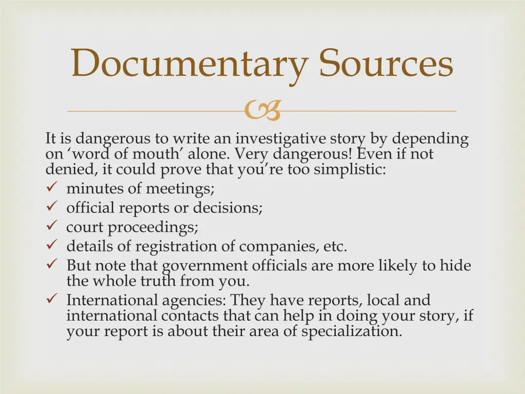 documentary sources