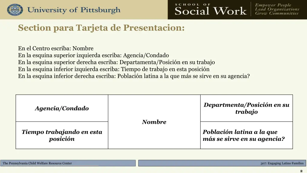 section para tarjeta de presentacion