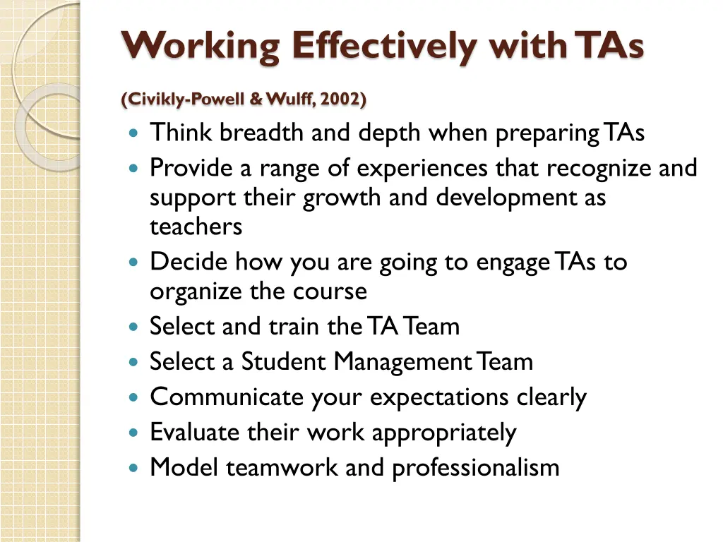 working effectively with tas 1