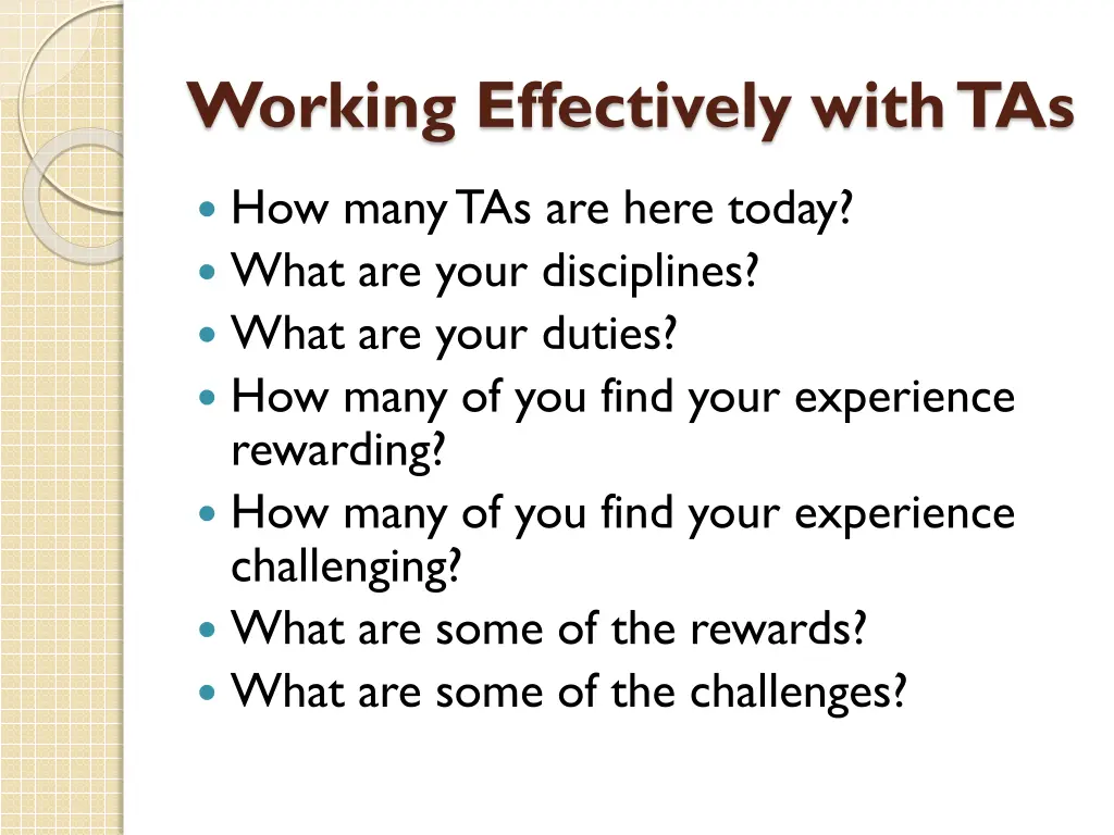 working effectively with tas
