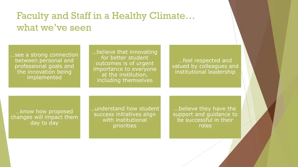 faculty and staff in a healthy climate what