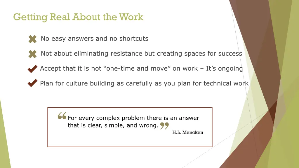 getting real about the work