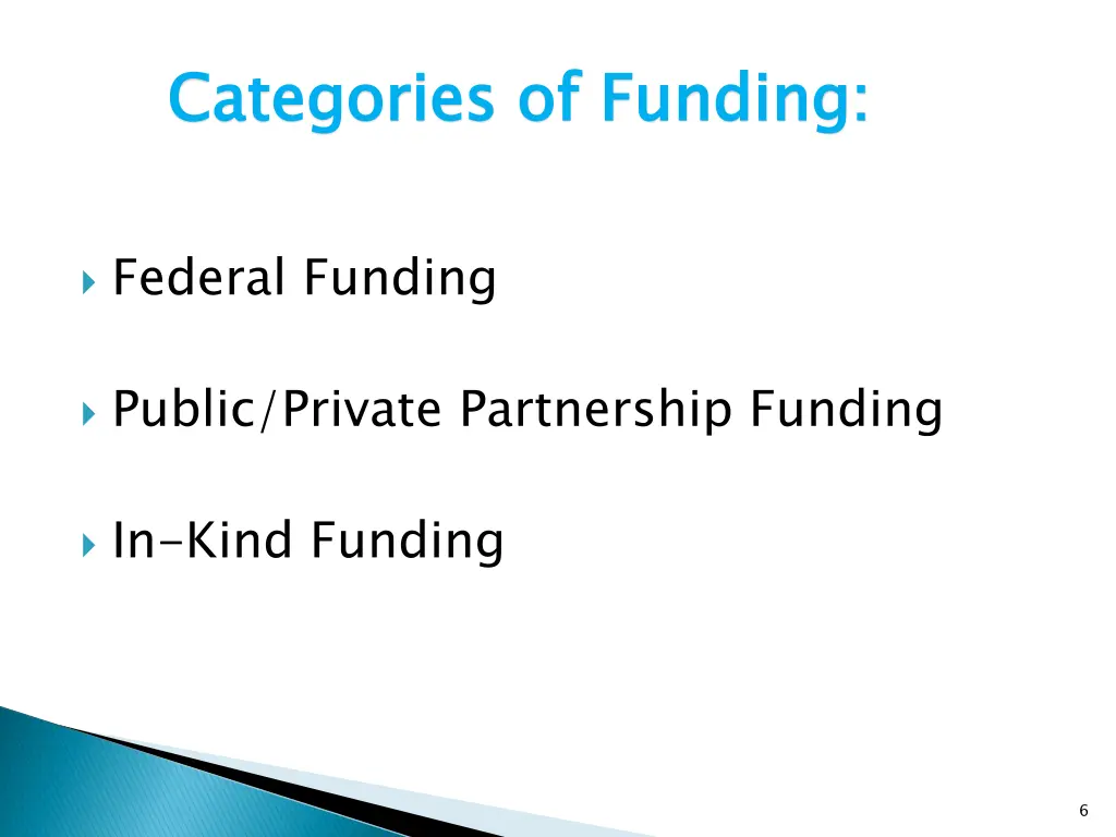 categories of funding