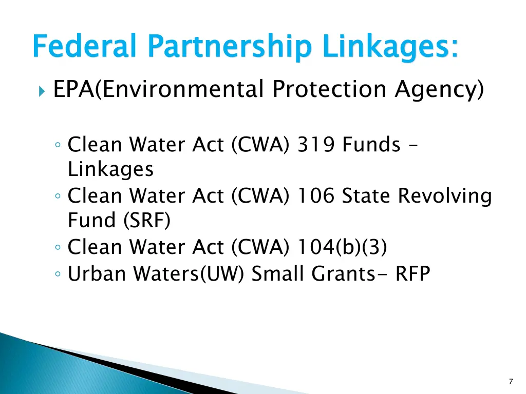 federal partnership linkages