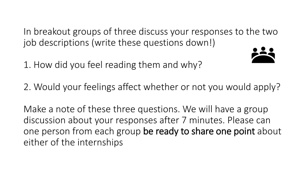 in breakout groups of three discuss your