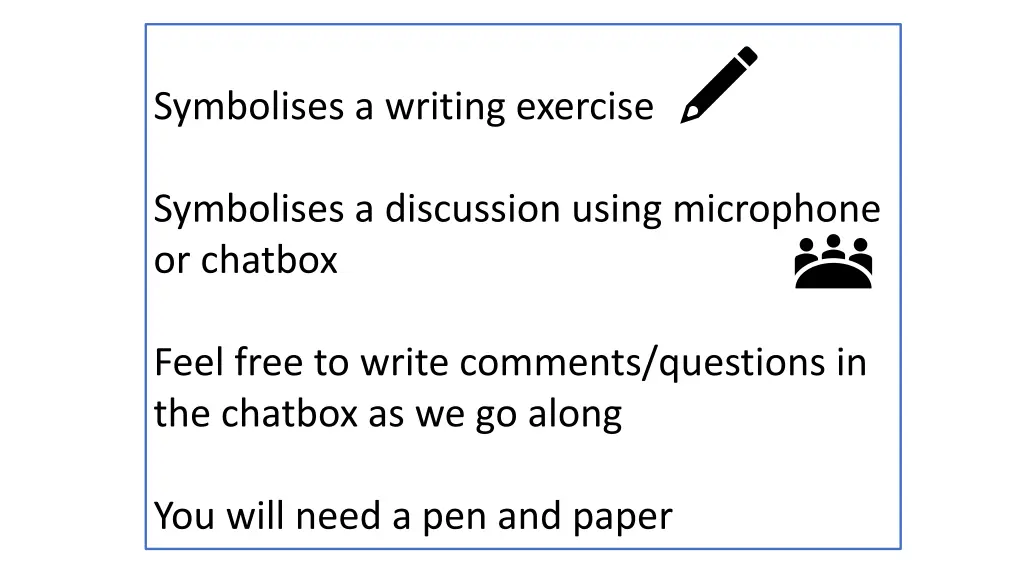 symbolises a writing exercise