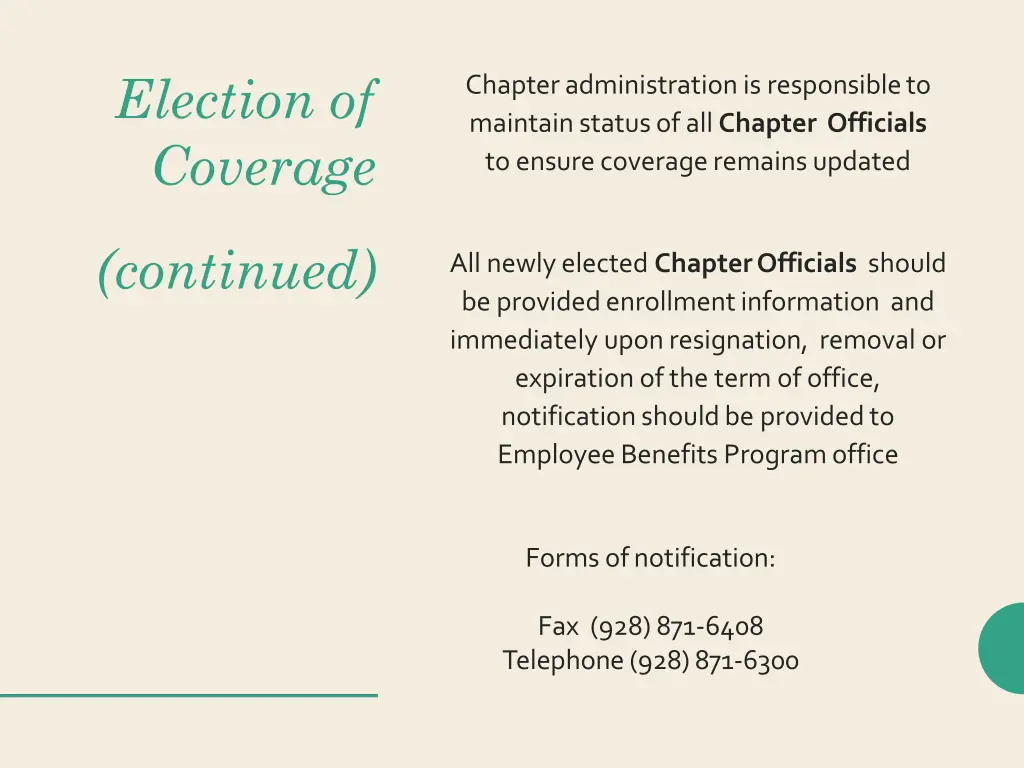 election of coverage 1