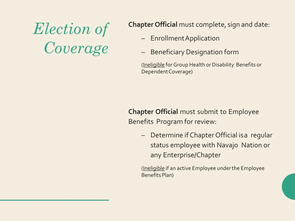 election of coverage