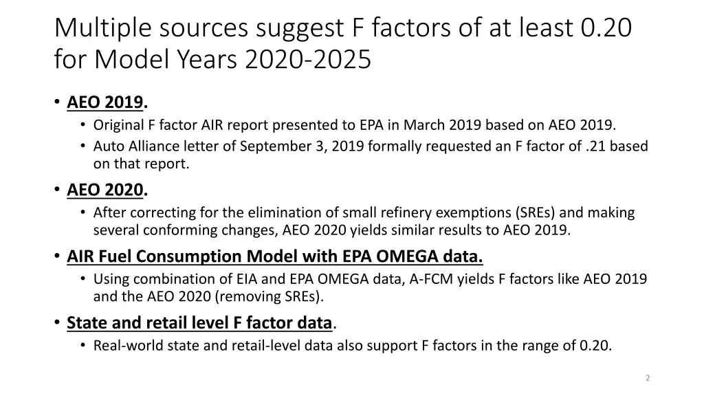multiple sources suggest f factors of at least