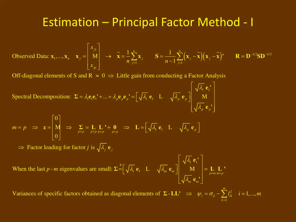 estimation principal factor method i