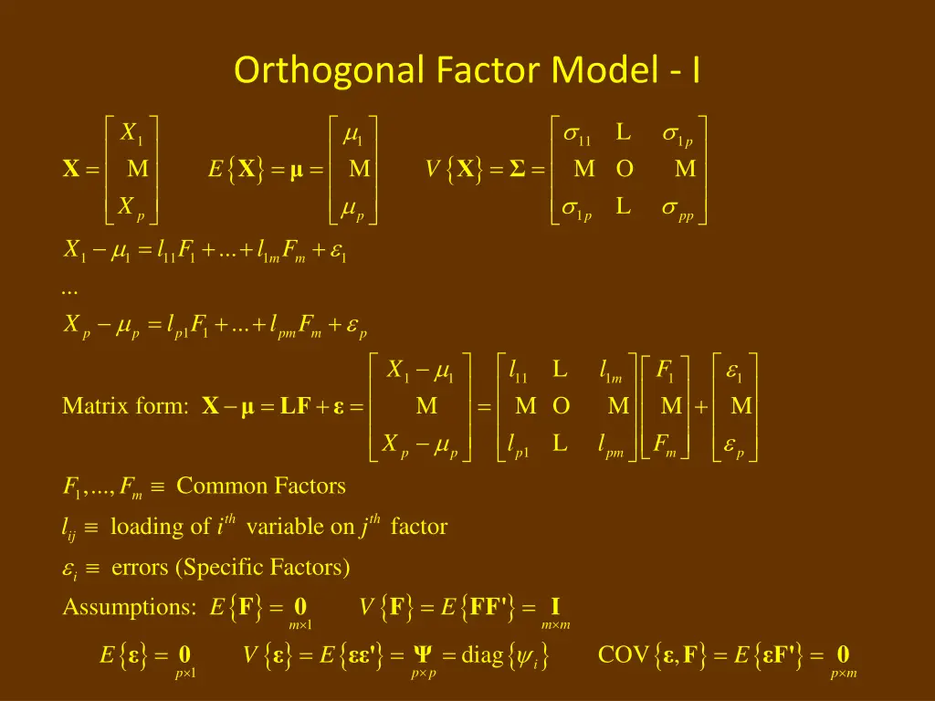 orthogonal factor model i