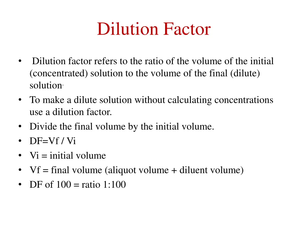 dilution factor