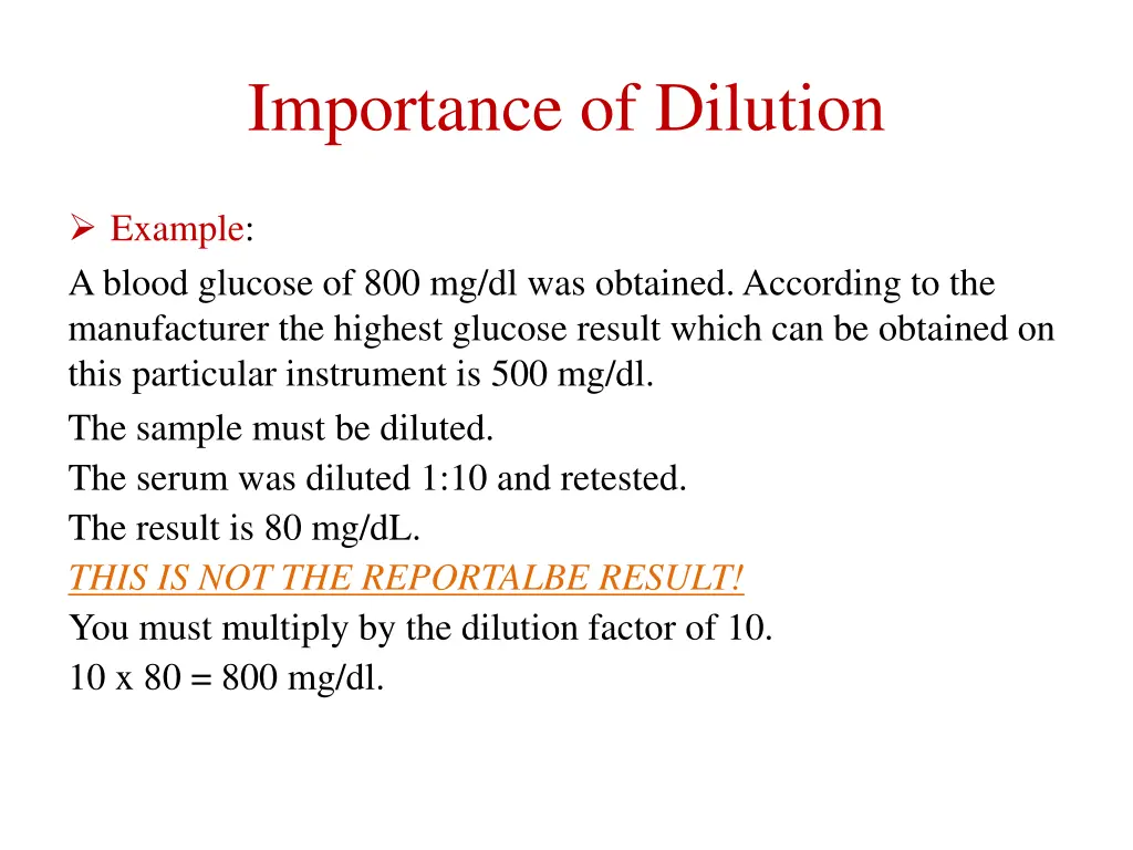 importance of dilution