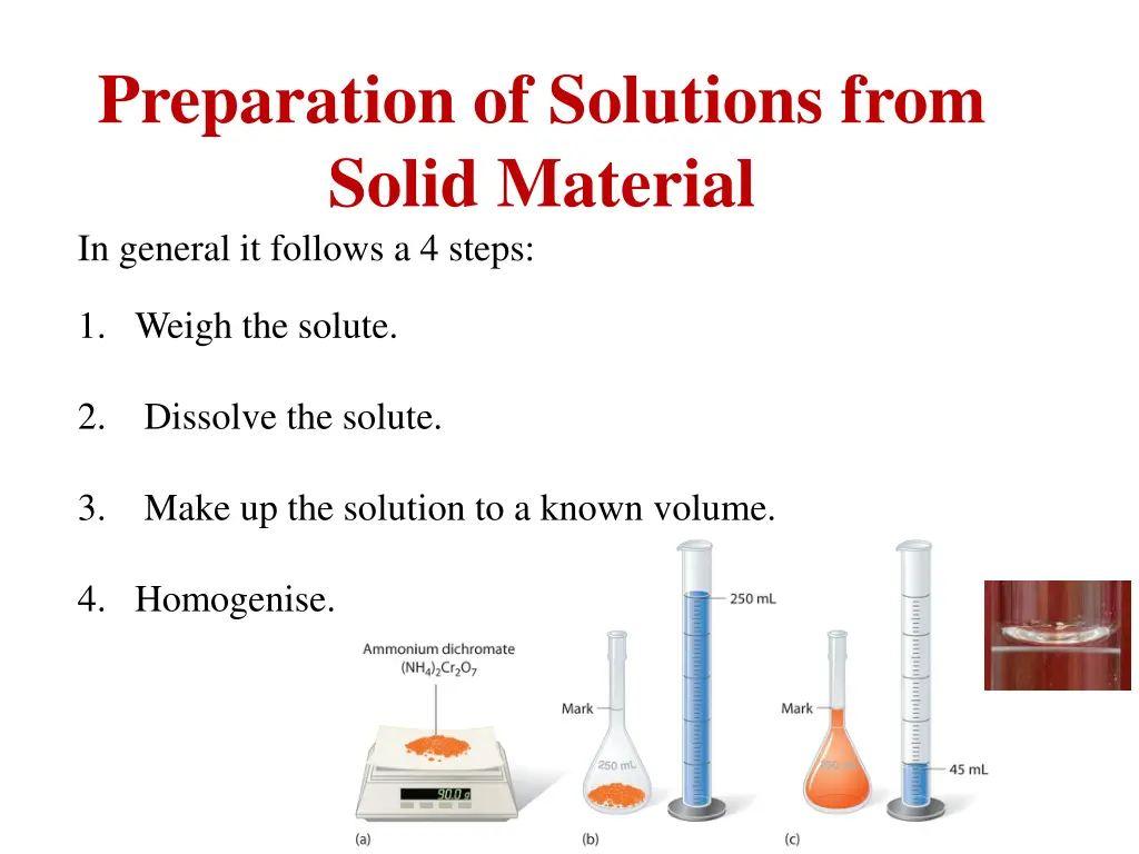 preparation of solutions from solid material