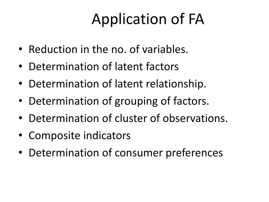 application of fa