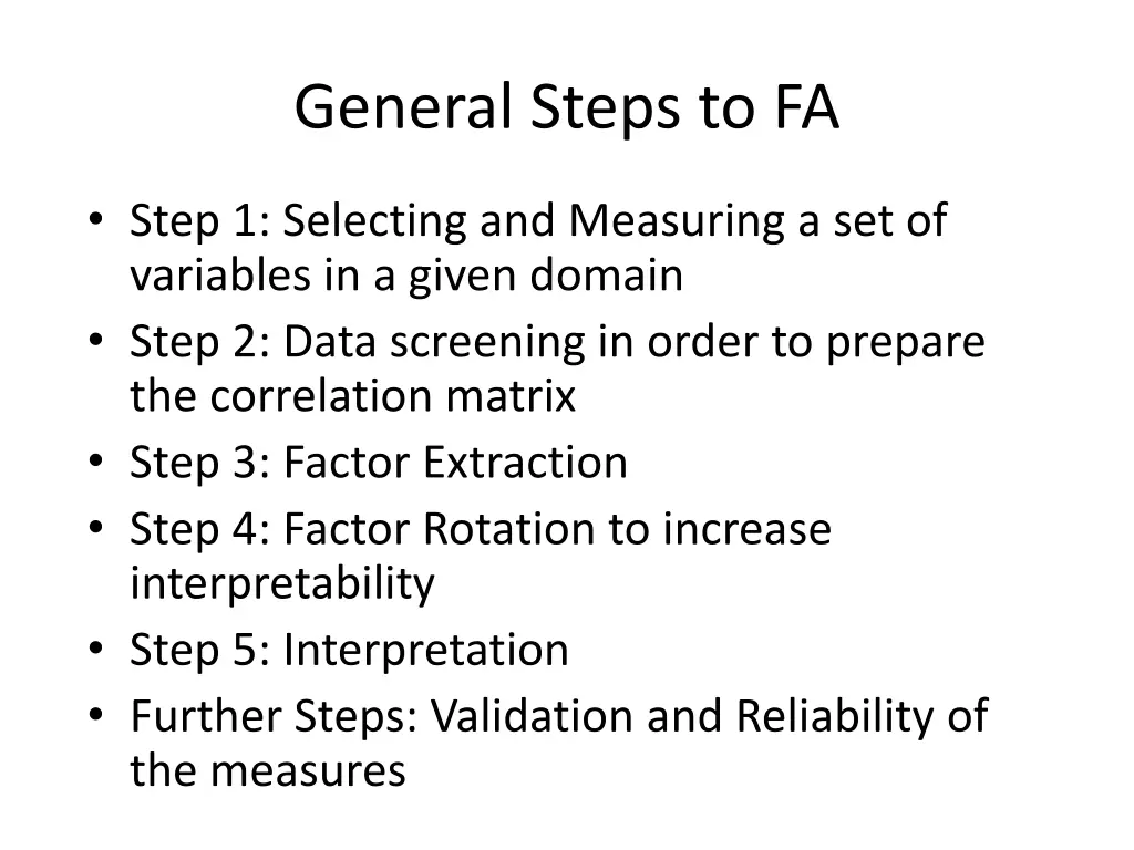 general steps to fa