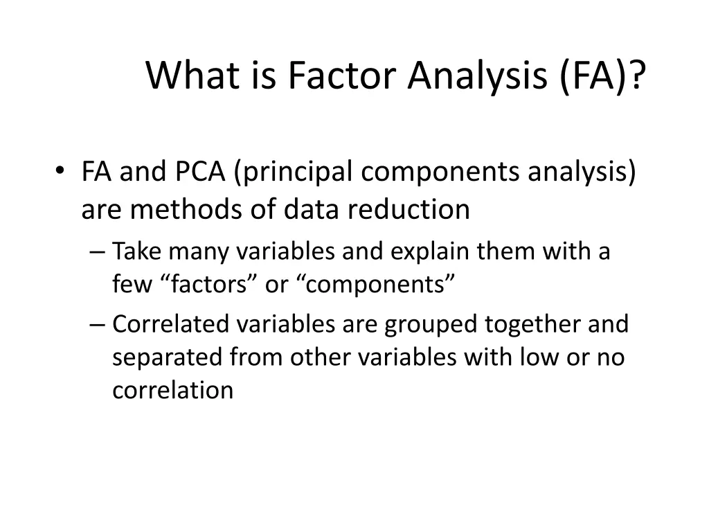 what is factor analysis fa