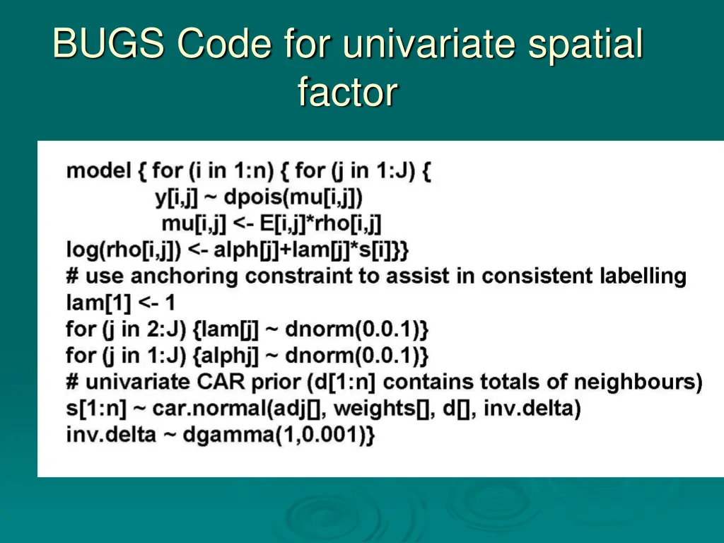 bugs code for univariate spatial factor