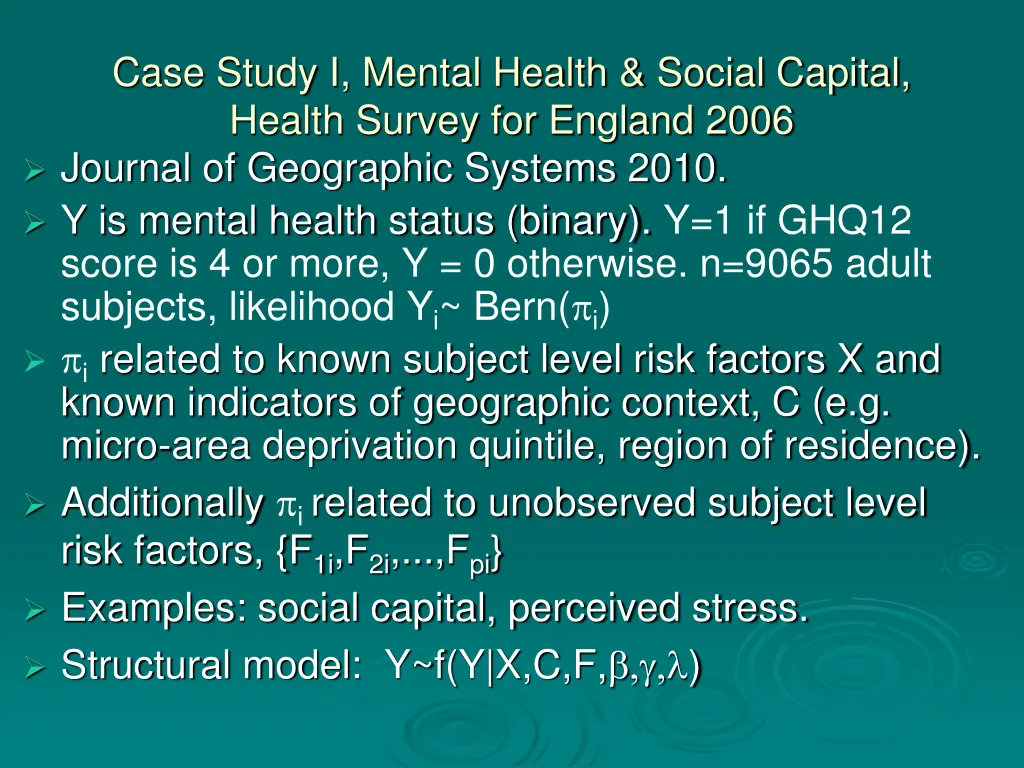 case study i mental health social capital health