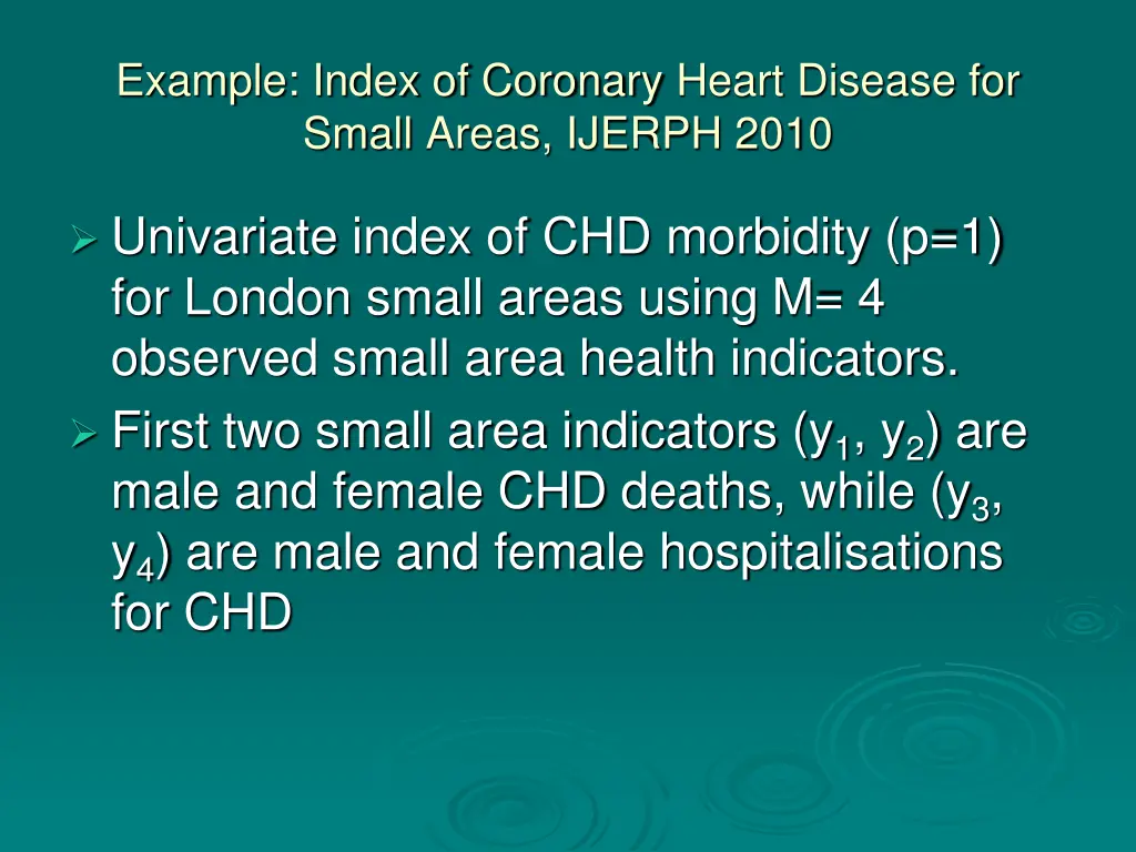example index of coronary heart disease for small