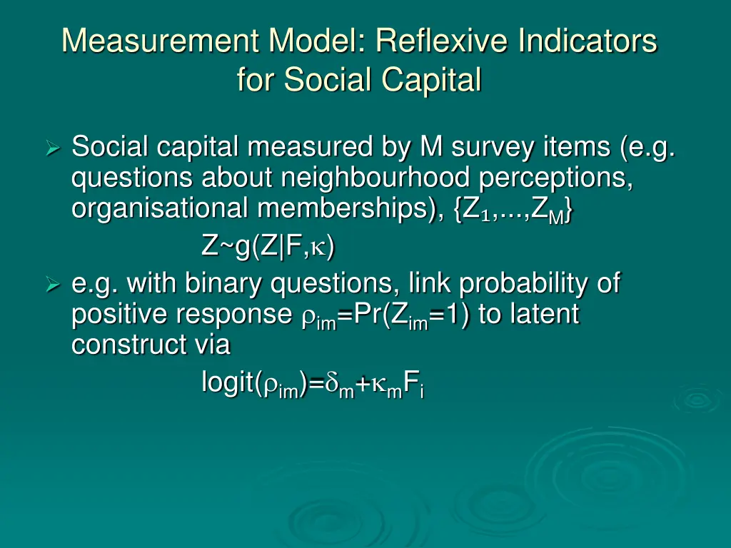 measurement model reflexive indicators for social