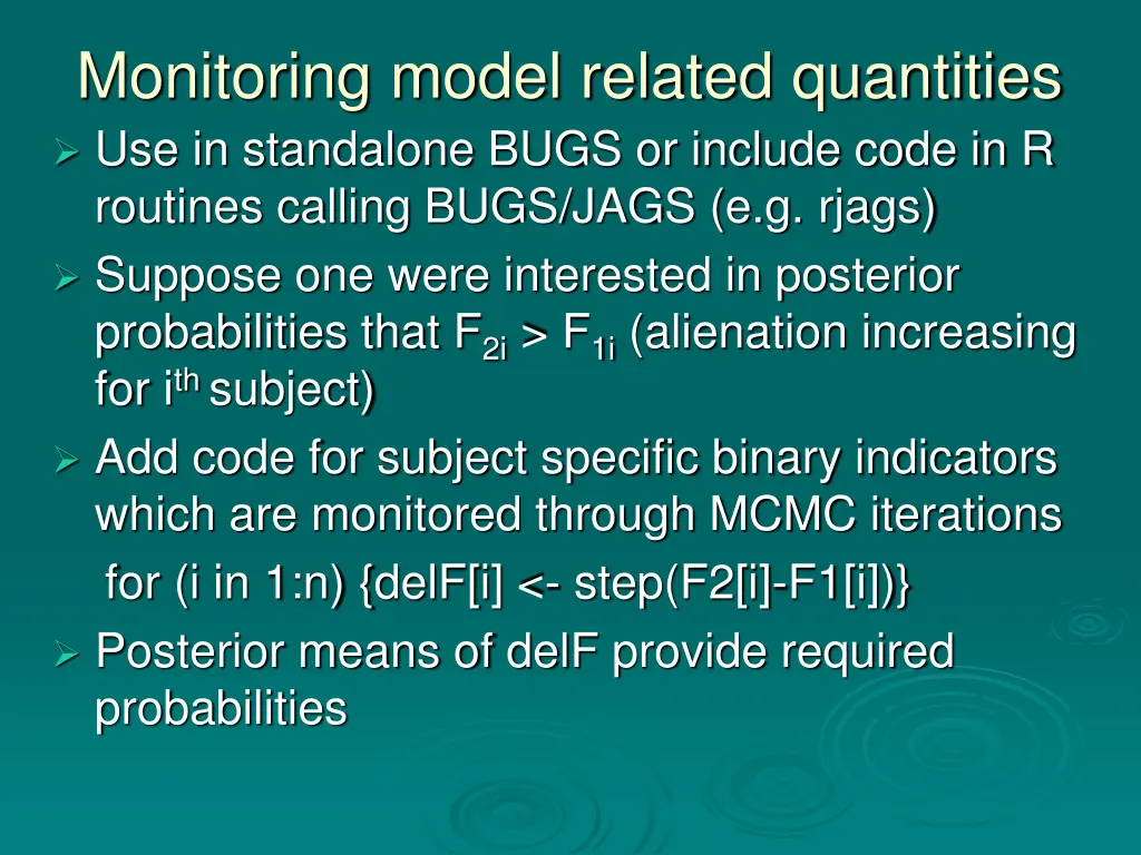 monitoring model related quantities