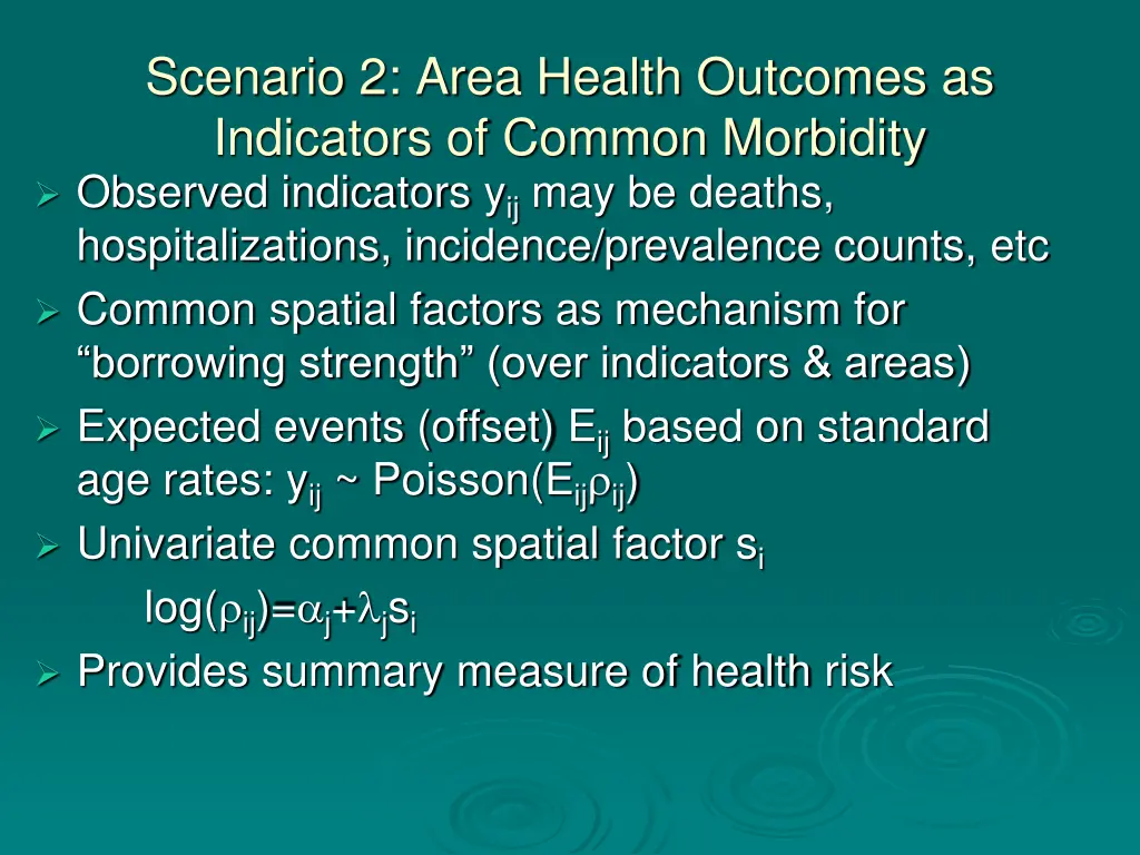 scenario 2 area health outcomes as indicators