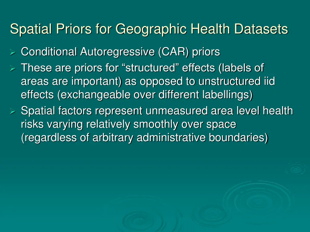 spatial priors for geographic health datasets