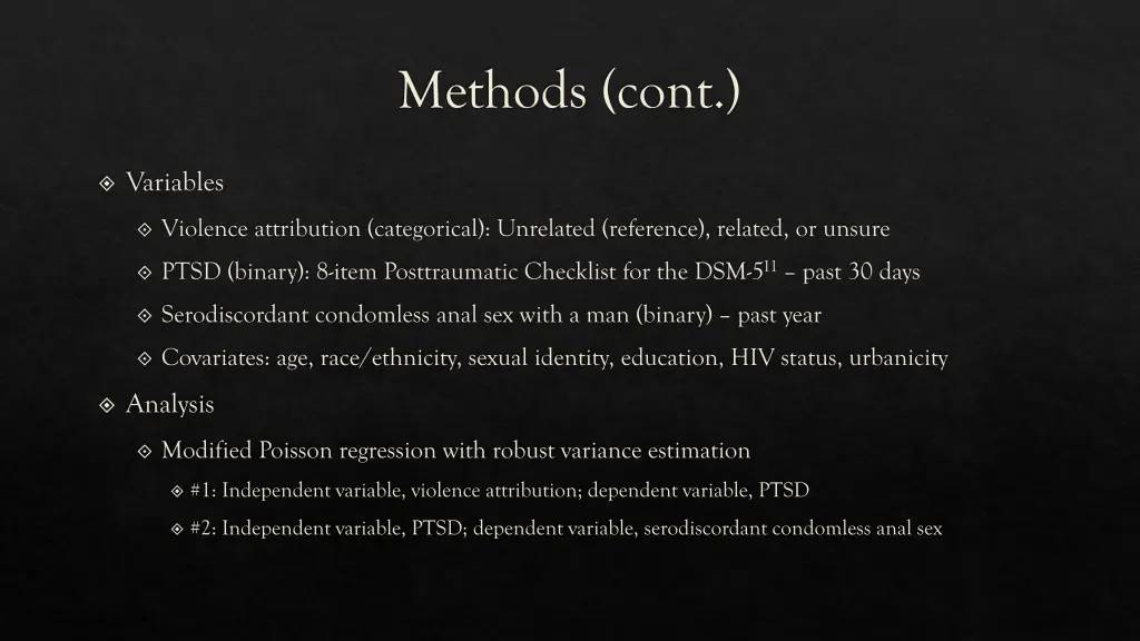 methods cont