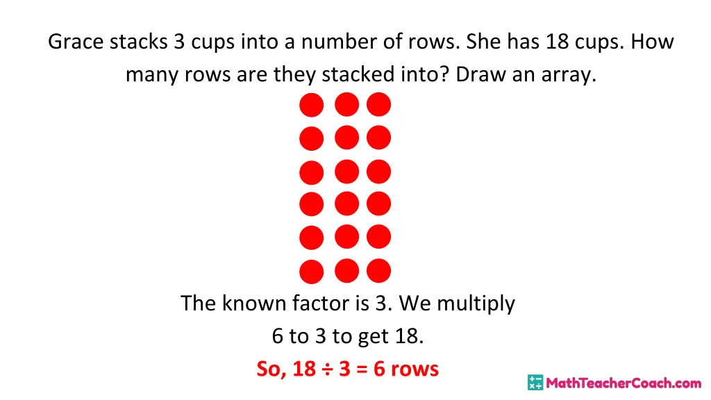 grace stacks 3 cups into a number of rows