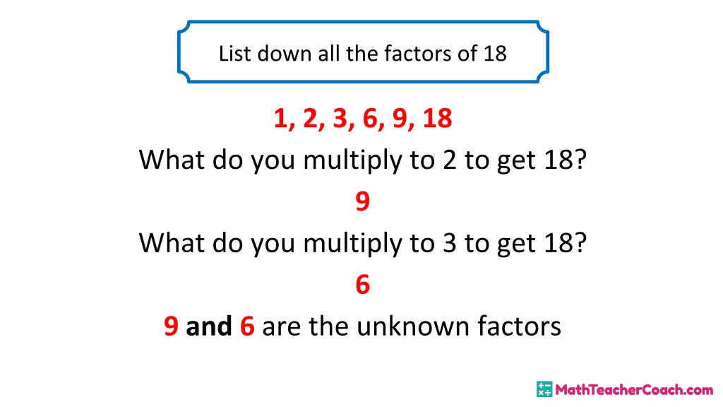list down all the factors of 18