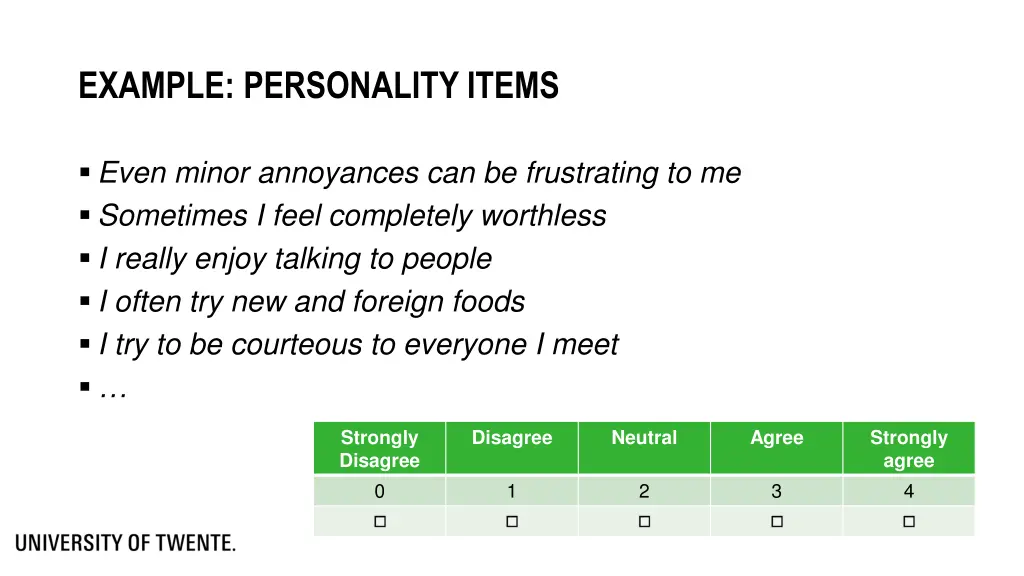 example personality items