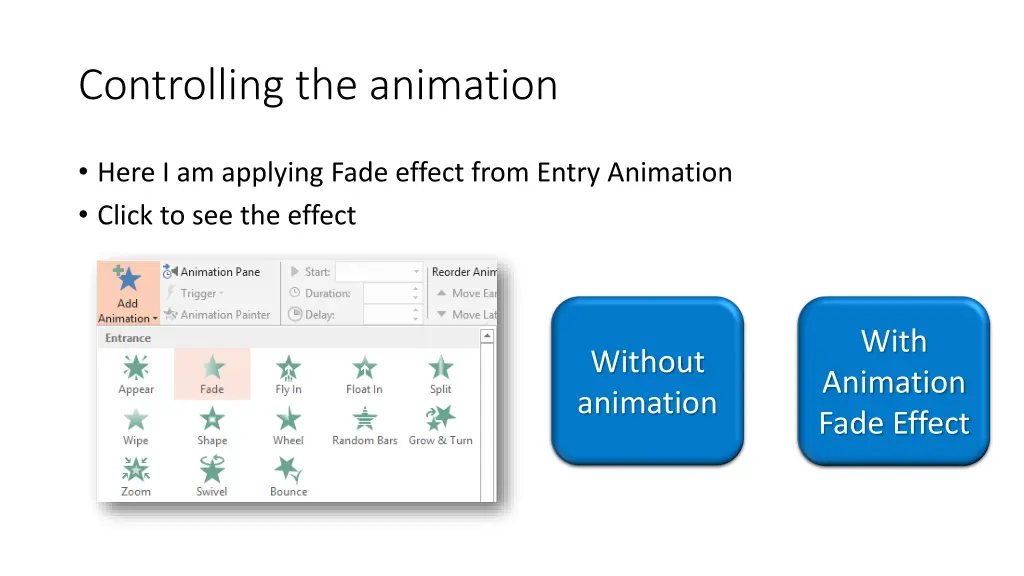 controlling the animation