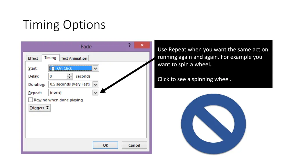 timing options